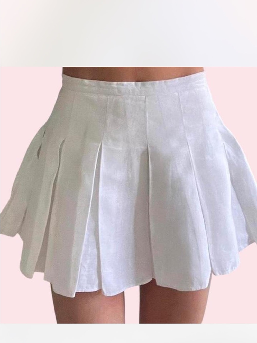 Amanda Uprichard White Linen Skirt with Simple Waistband